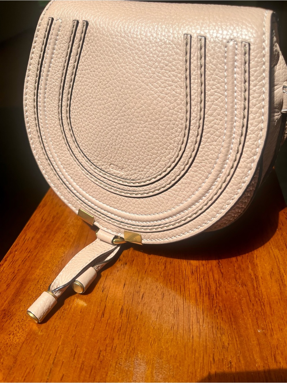 Chloe Marcie Small Pebbled Leather Crossbody in Dusty Pink with dust bag - Picture 3 of 11